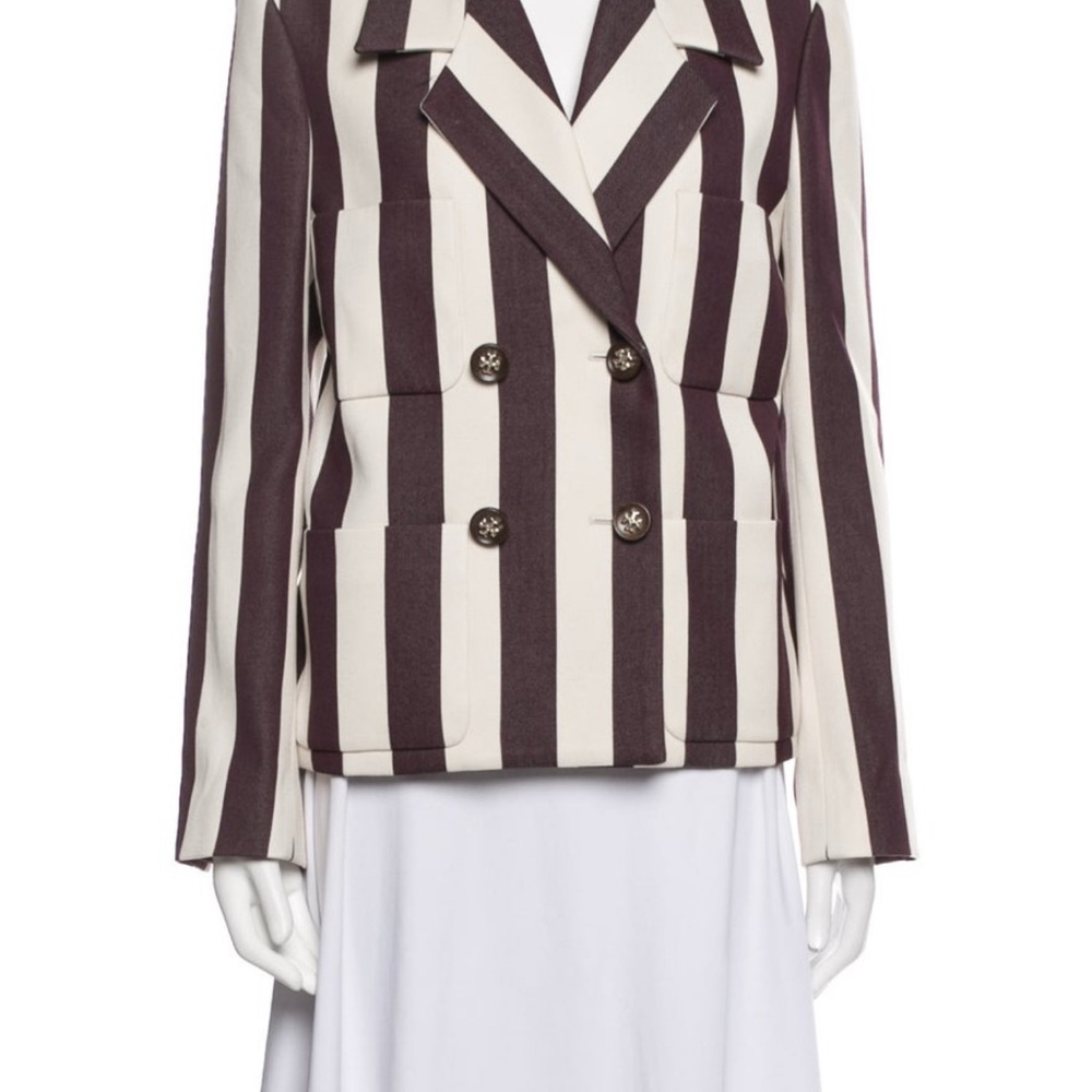 Tory Burch Burgundy and Cream Striped Blazer New with Tag
